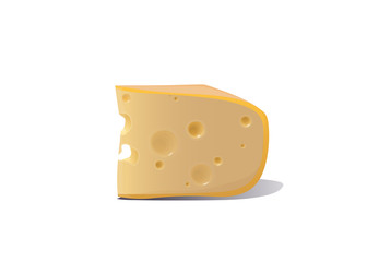 Piece of cheese isolated on white background
