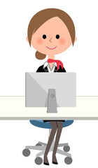 制服の女性　PC