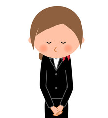 制服の女性　おじぎ