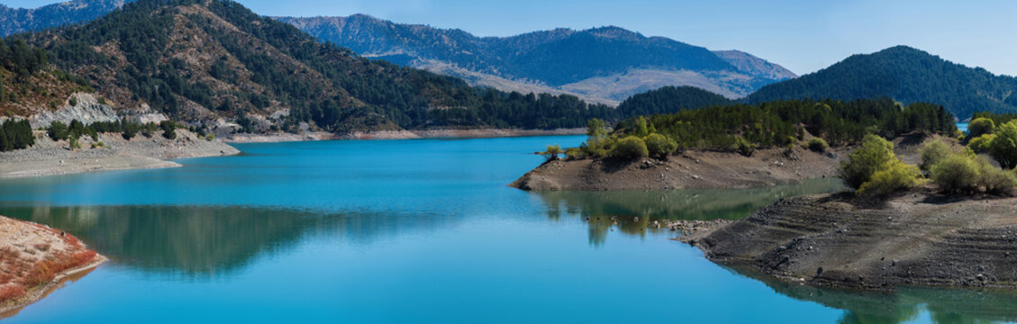 Aoos Springs Lake in the Metsovo in Epirus. mountains of Pindus in northern Greece. Techniti Limni Aoou Lake