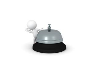 3D Character waving from behind the reception bell