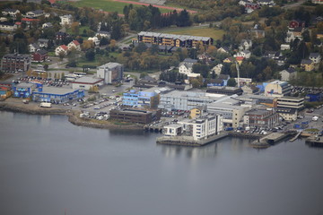 View of the Sortland city in Northern Norway