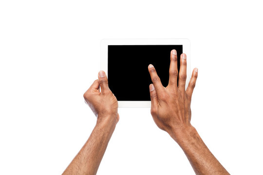 Holding and pointing on blank screen on tablet