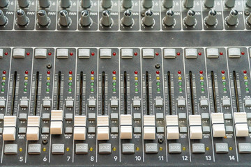 Sliders on the mixing console