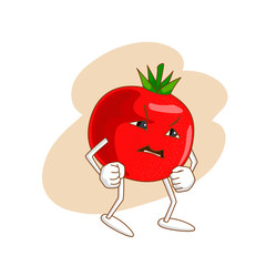 Angry emotional vegetable in cartoon style with outlines