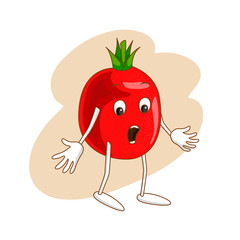 Surprised emotional vegetable in cartoon style with outlines