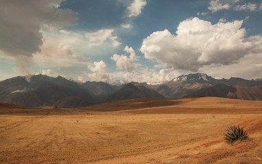 Beautiful view over the sacred valley in Peru