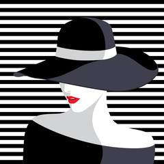 Woman wearing big hat