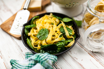 Spinach tagliatelle pasta