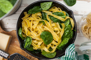 Spinach tagliatelle pasta