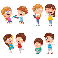 Vector Illustration Of Kids Behaviours