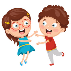 Vector Illustration Of Kids Playing