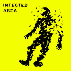 Zombie falls. Infected zone sign. Vector illustration