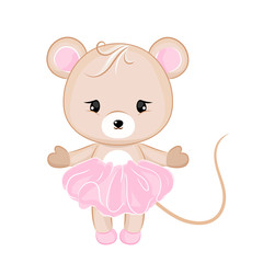 Vector cartoon mouse in dress.
