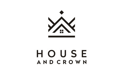 King Queen Crown House Home Real Estate Building Apartment Premium Elegant Luxury logo design 