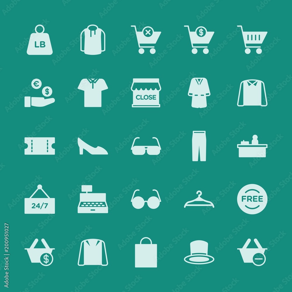 Poster modern simple set of clothes, shopping vector fill icons. ..contains such icons as isolated, heavy, 
