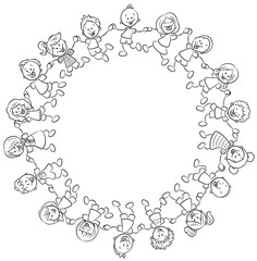 Ein Kreis glücklicher Kinder - Vektor-Illustration