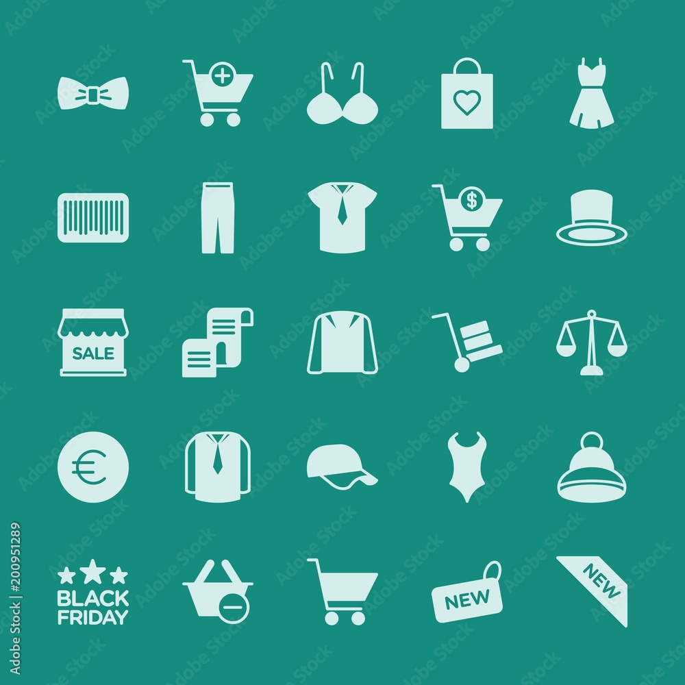 Poster modern simple set of clothes, shopping vector fill icons. ..contains such icons as label, isolated, 