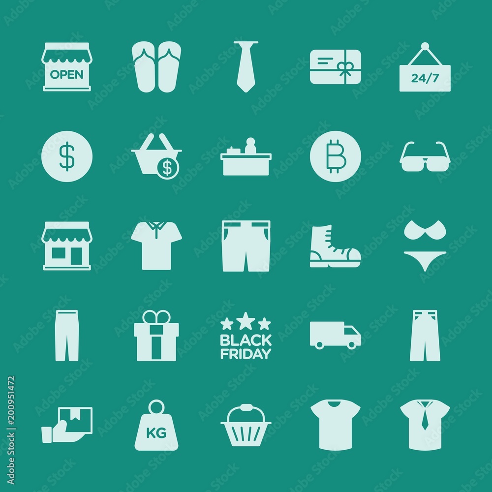 Poster modern simple set of clothes, shopping vector fill icons. ..contains such icons as template, transpo