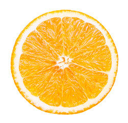 Isolated orange fruit. Slice of fresh orange isolated on white background with clipping path