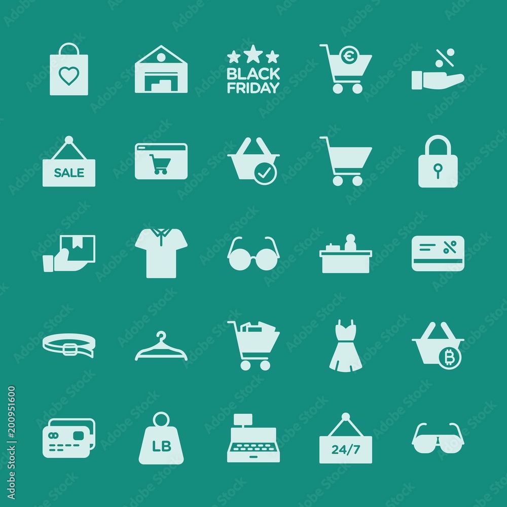 Poster modern simple set of clothes, shopping vector fill icons. ..contains such icons as storage, modern, 