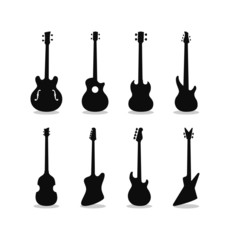 Fototapeta premium Bass Guitar Silhouette Set