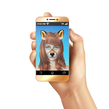 Cute Animal Faces Smartphone Mobile App Composition