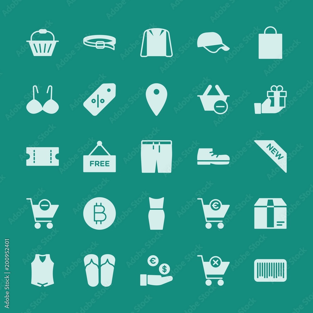 Poster modern simple set of clothes, shopping vector fill icons. ..contains such icons as jacket, finance, 