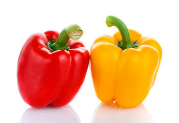 Red and yellow peppers isolated