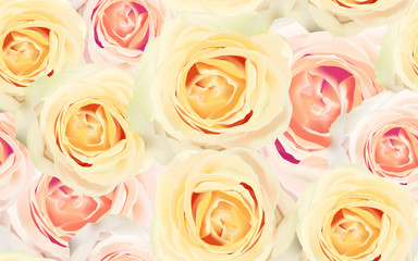 Seamless flower pattern with roses. Watercolor vector illustration.