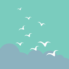 Freedom. Flying birds in the sky.