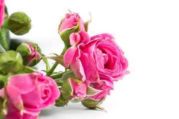 Fresh flowers on wood desk.