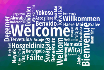 WELCOME word cloud in different languages, concept background