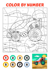 Color by Number is an educational game for children. Red Explorer Vehicle Space Expedition