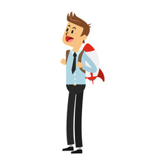 Businessman flying with jetpack vector illustration graphic design