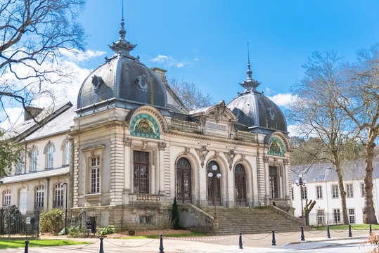 Quimper in Brittany, old public theater near the river

