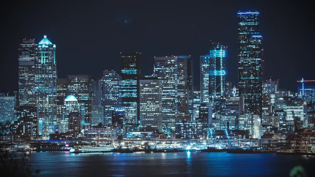 Stylized Seattle Waterfront Night Timelapse