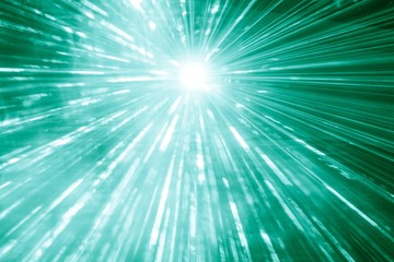 Turquois laser show rays at top nightlife party event performance. Luxury entertainment with bright...