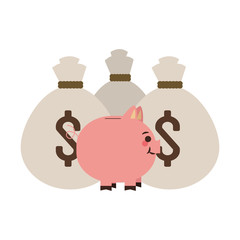 Piggy and money bags vector illustration graphic design