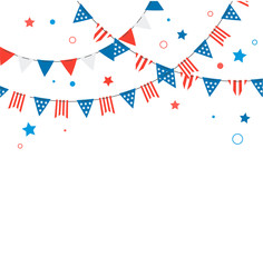 Obraz premium 4th of July, American Independence Day celebration background with fireworks, banners, ribbons and color splashes