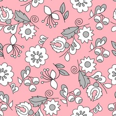 Seamless background of  cute flowers. Template for fabric, packing paper, scrapbooking. 