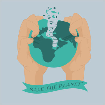 Eco poster with hands and globe for the world environment day