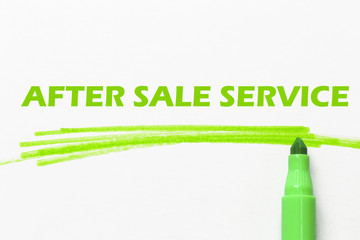 AFTER SALE SERVICE word written with green marker
