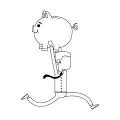 Businessman with piggy savings vector illustration graphic design