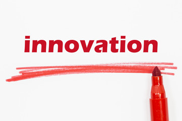 innovation word written with red marker
