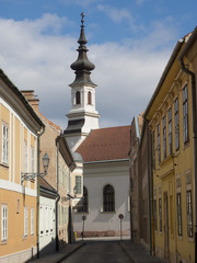 A narrow street in Budapest Hungary