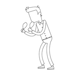Man eating chicken thighs vector illustration graphic design