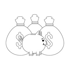 Piggy and money bags vector illustration graphic design