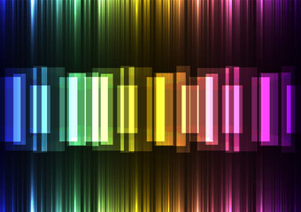 rainbow speed bar overlap in dark background, stripe layer backdrop, technology template, vector illustration