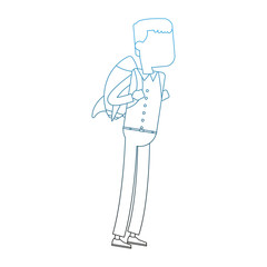 Businessman flying with jetpack vector illustration graphic design